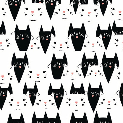 Monochrome Meows Pattern 10 Minky Fabric