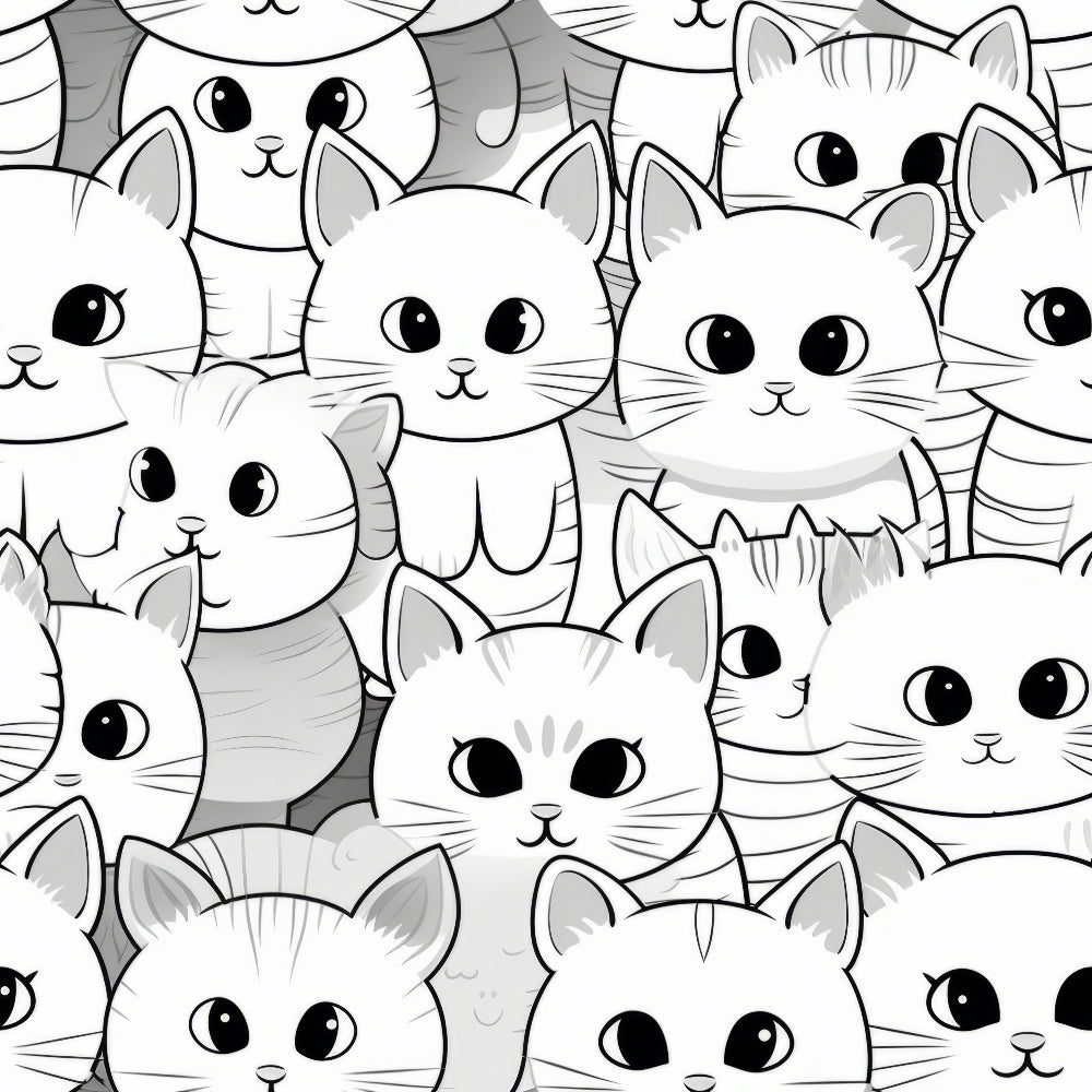 Monochrome Meows Pattern 11 Minky Fabric