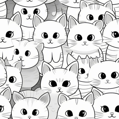 Monochrome Meows Pattern 11 Minky Fabric