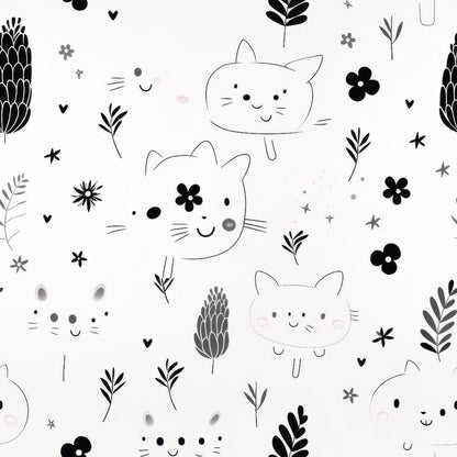 Monochrome Meows Pattern 14 Minky Fabric