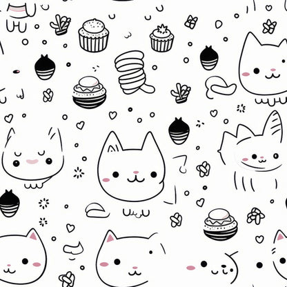 Monochrome Meows Pattern 16 Minky Fabric