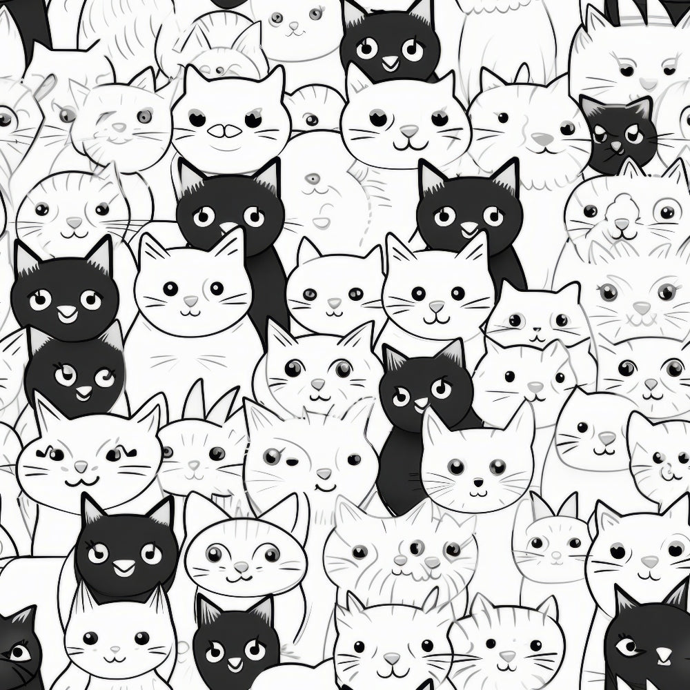 Monochrome Meows Pattern 19 Minky Fabric