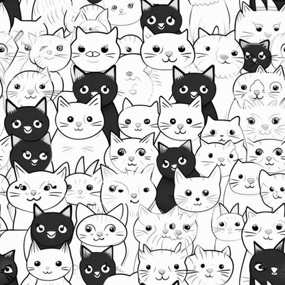 Monochrome Meows Pattern 19 Minky Fabric