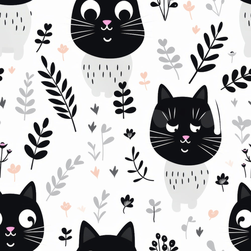 Monochrome Meows Pattern 1 Minky Fabric
