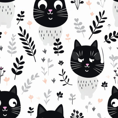 Monochrome Meows Pattern 1 Minky Fabric