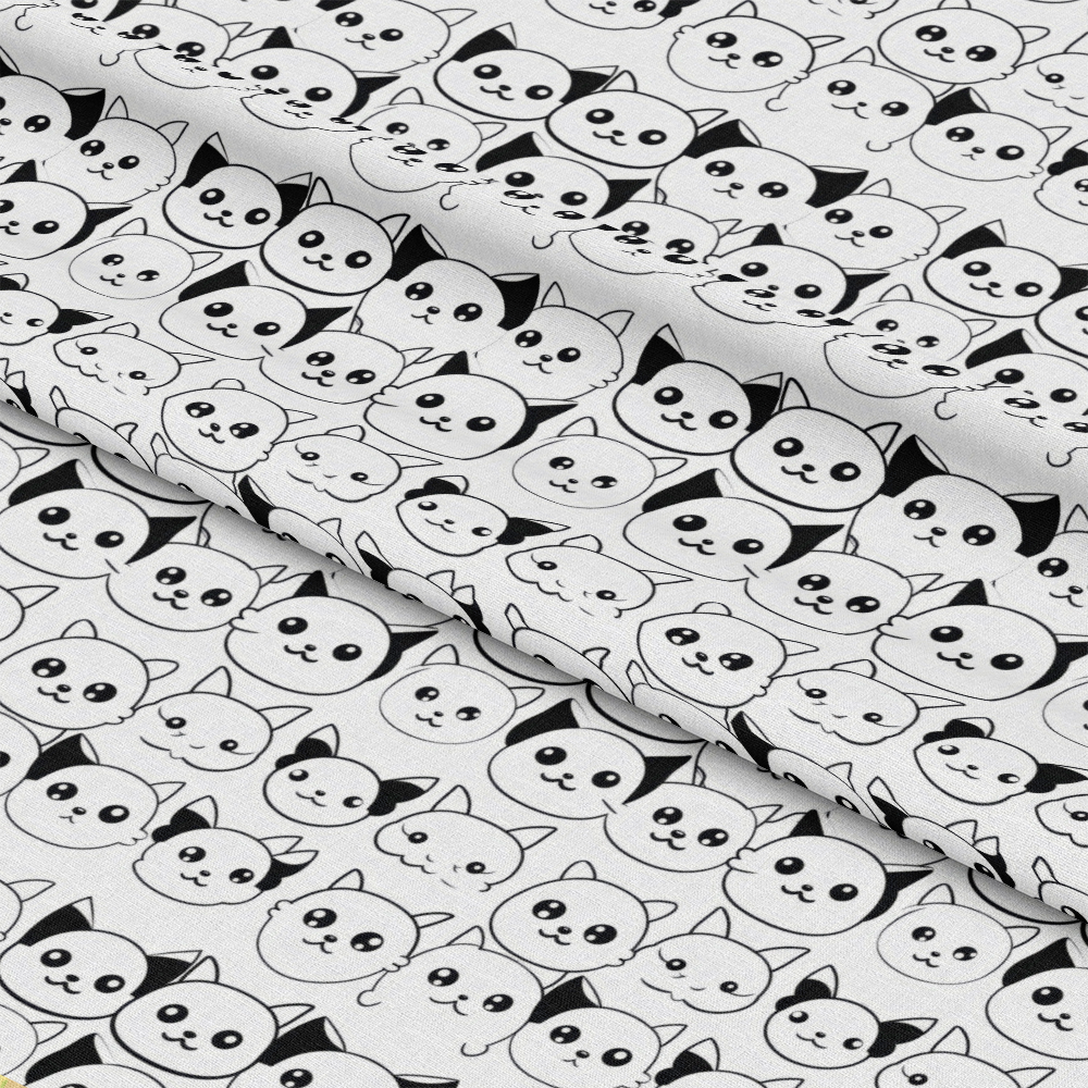 Black and White Cats Pattern 3 Quilting Cotton Fabric