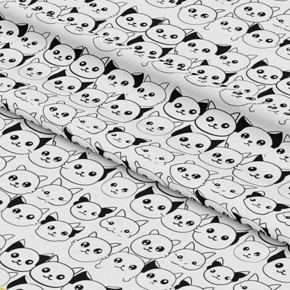 Black and White Cats Pattern 3 Quilting Cotton Fabric