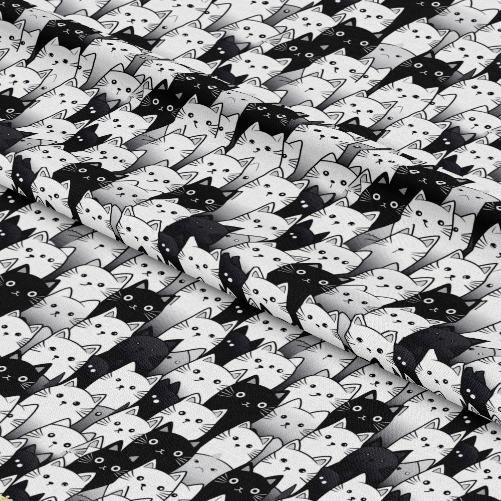 Black and White Cats Pattern 4 Quilting Cotton Fabric