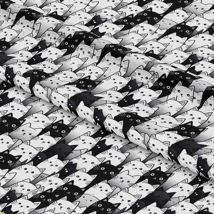 Black and White Cats Pattern 4 Quilting Cotton Fabric
