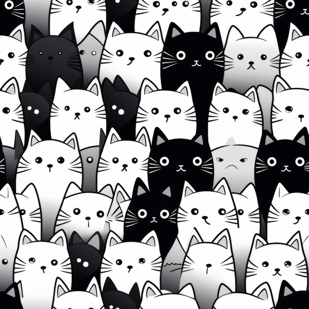 Monochrome Meows Pattern 4 Minky Fabric