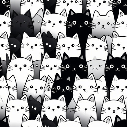 Monochrome Meows Pattern 4 Minky Fabric