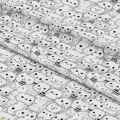 Black and White Cats Pattern 5 Quilting Cotton Fabric