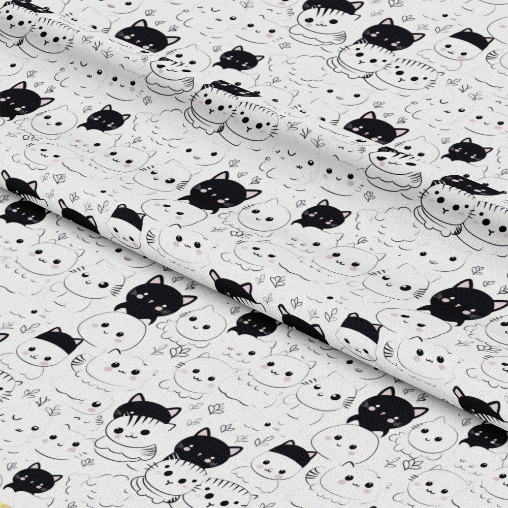 Black and White Cats Pattern 6 Quilting Cotton Fabric