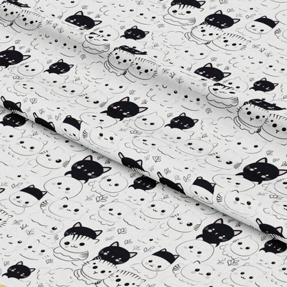 Black and White Cats Pattern 6 Quilting Cotton Fabric