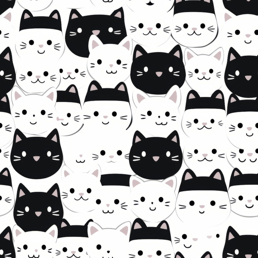 Monochrome Meows Pattern 8 Minky Fabric