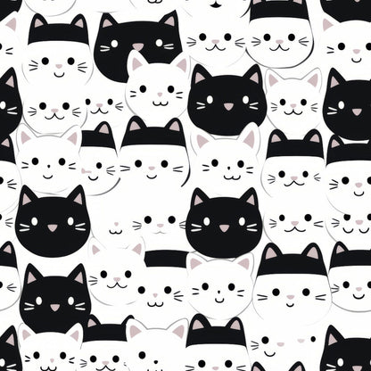 Monochrome Meows Pattern 8 Minky Fabric