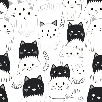 Monochrome Meows Pattern 9 Minky Fabric