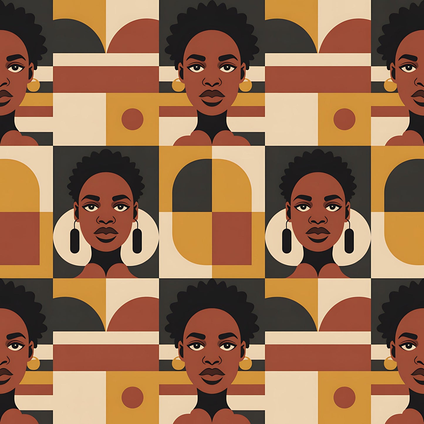 Black History Month Bauhaus Pattern 1 Quilting Cotton Fabric