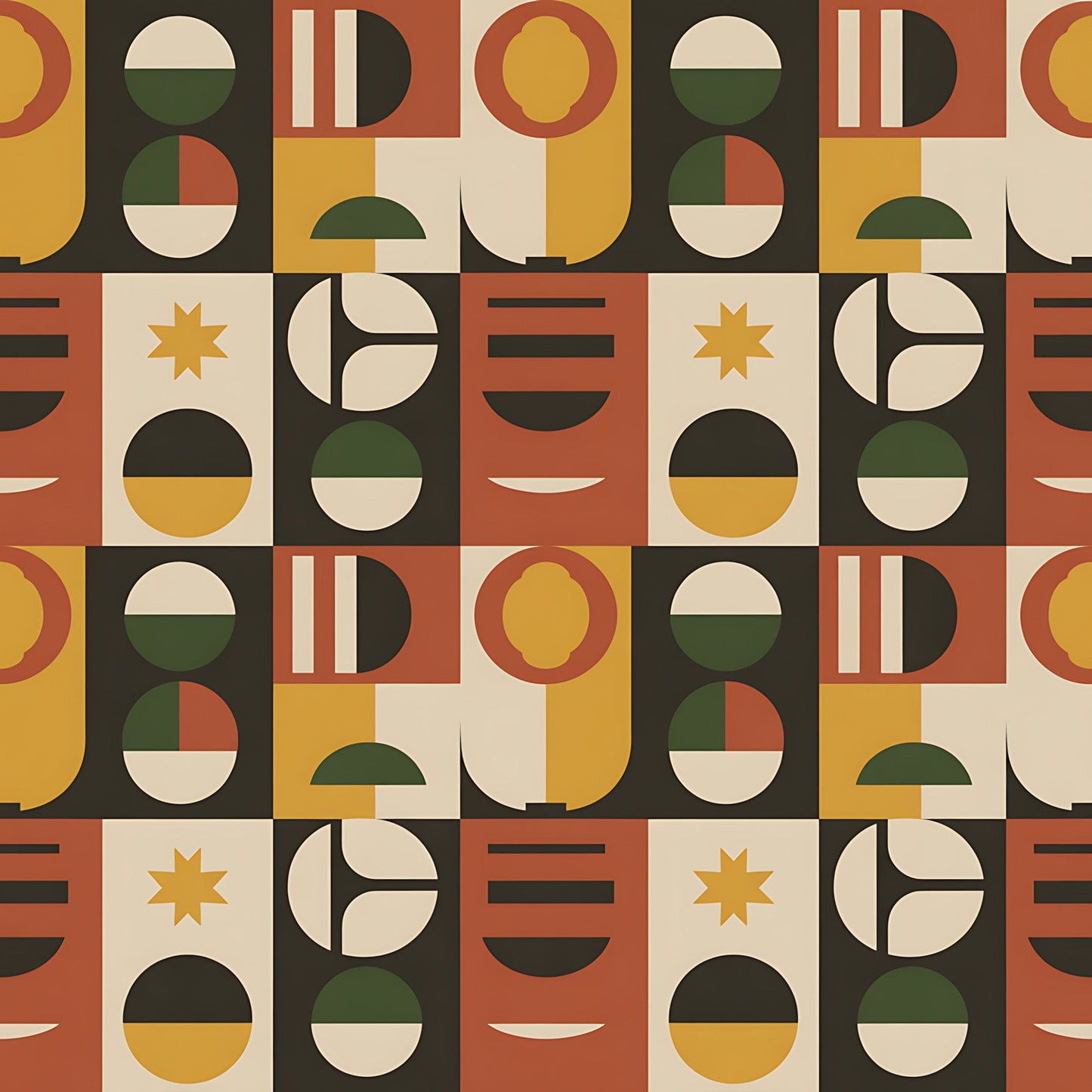 Black History Month Bauhaus Pattern 10 Quilting Cotton Fabric