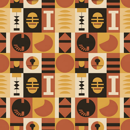 Black History Month Bauhaus Pattern 14 Quilting Cotton Fabric