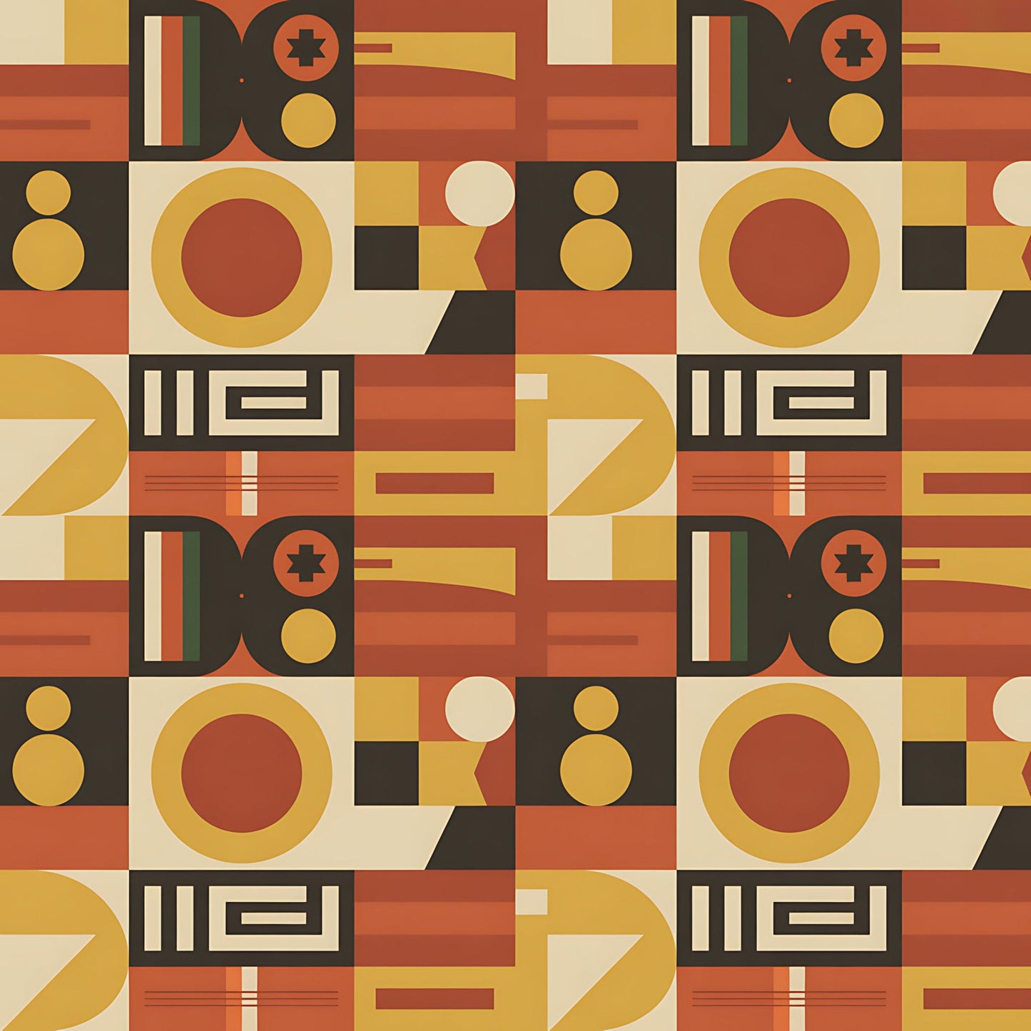 Black History Month Bauhaus Pattern 16 Quilting Cotton Fabric