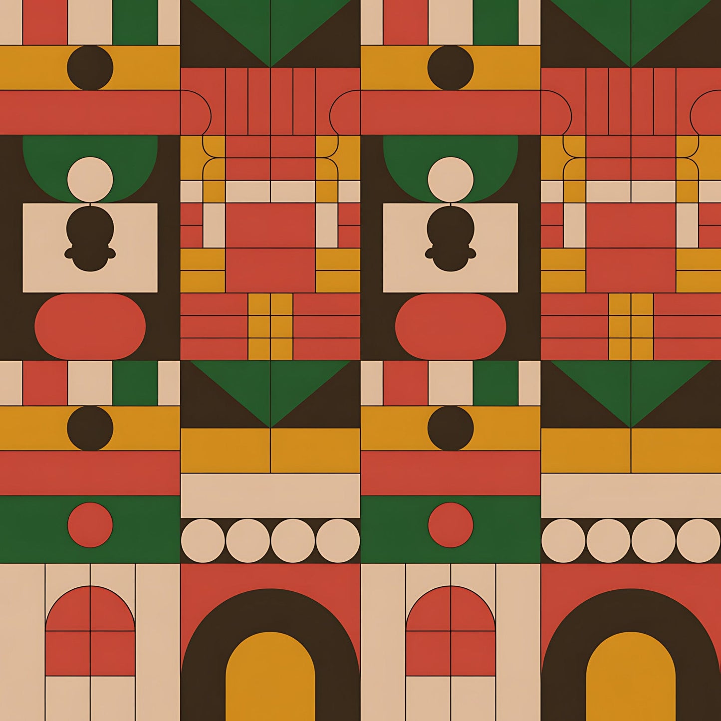 Black History Month Bauhaus Pattern 17 Quilting Cotton Fabric
