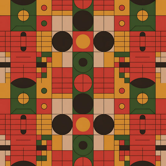 Black History Month Bauhaus Pattern 18 Quilting Cotton Fabric