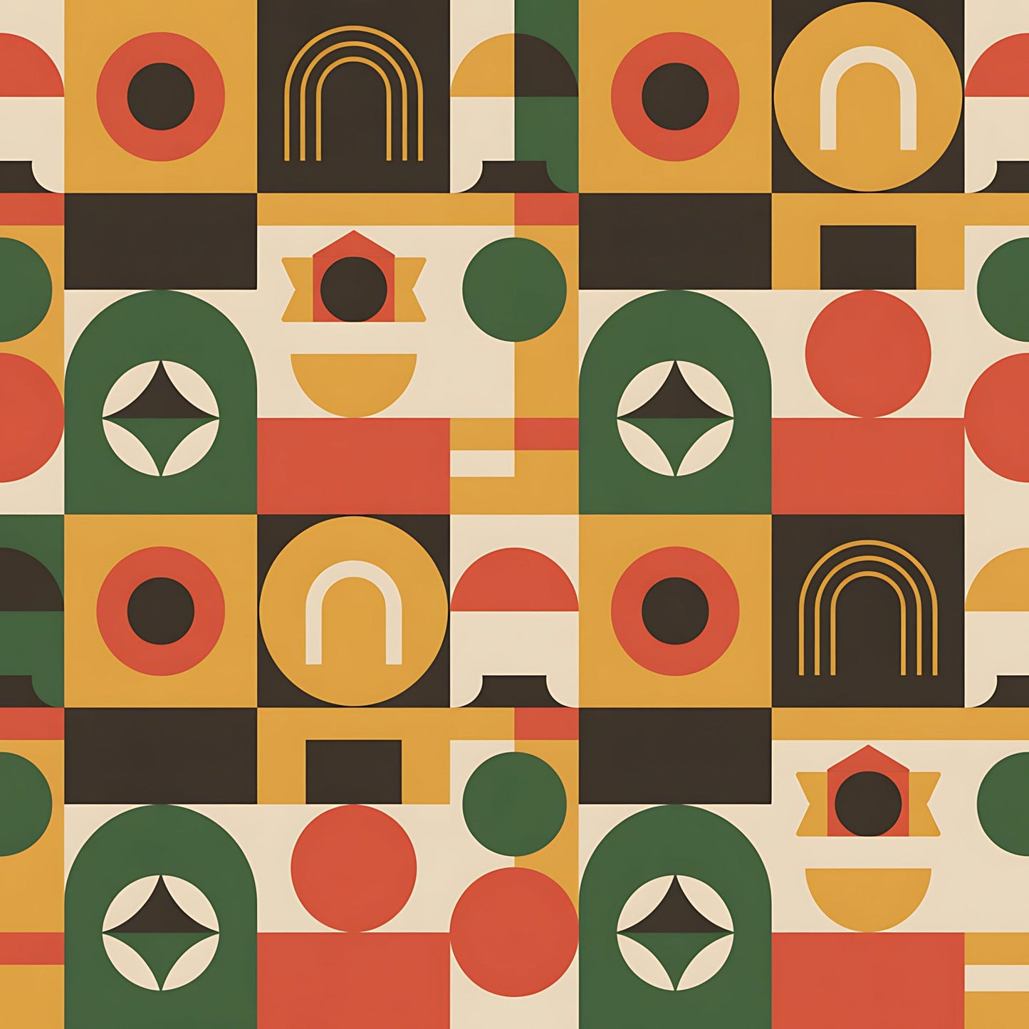 Black History Month Bauhaus Pattern 19 Quilting Cotton Fabric