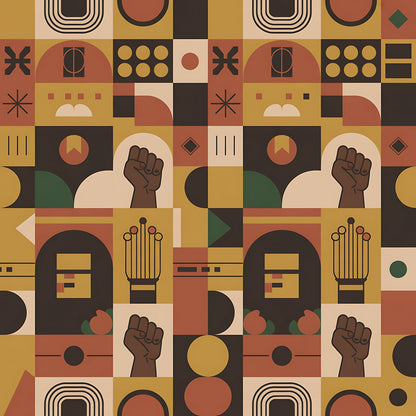 Black History Month Bauhaus Pattern 2 Quilting Cotton Fabric