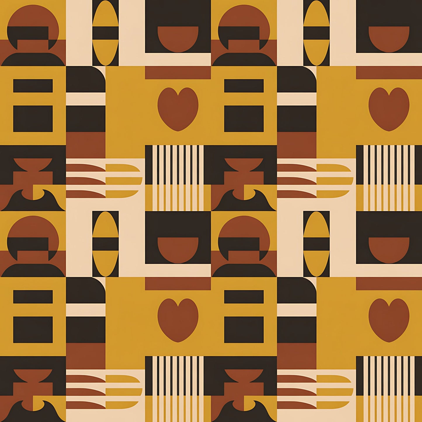 Black History Month Bauhaus Pattern 20 Quilting Cotton Fabric