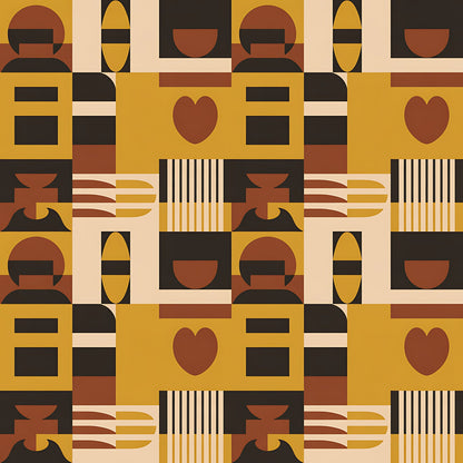 Black History Month Bauhaus Pattern 20 Quilting Cotton Fabric