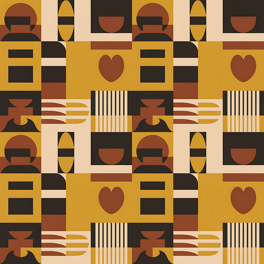 Black History Month Bauhaus Pattern 20 Quilting Cotton Fabric