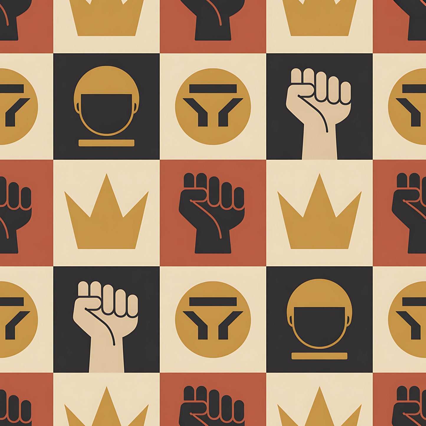 Black History Month Bauhaus Pattern 24 Quilting Cotton Fabric