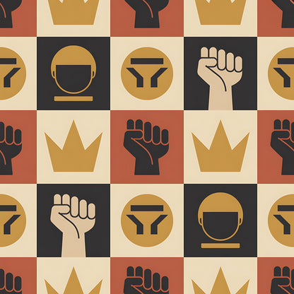 Black History Month Bauhaus Pattern 24 Quilting Cotton Fabric