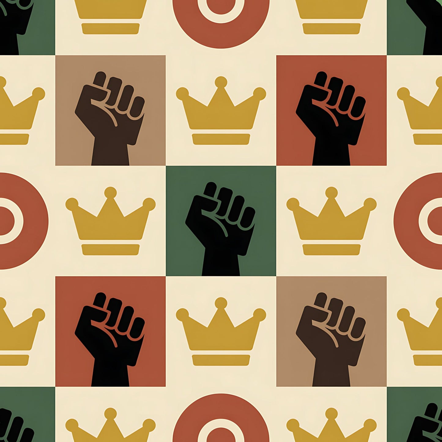 Black History Month Bauhaus Pattern 25 Quilting Cotton Fabric