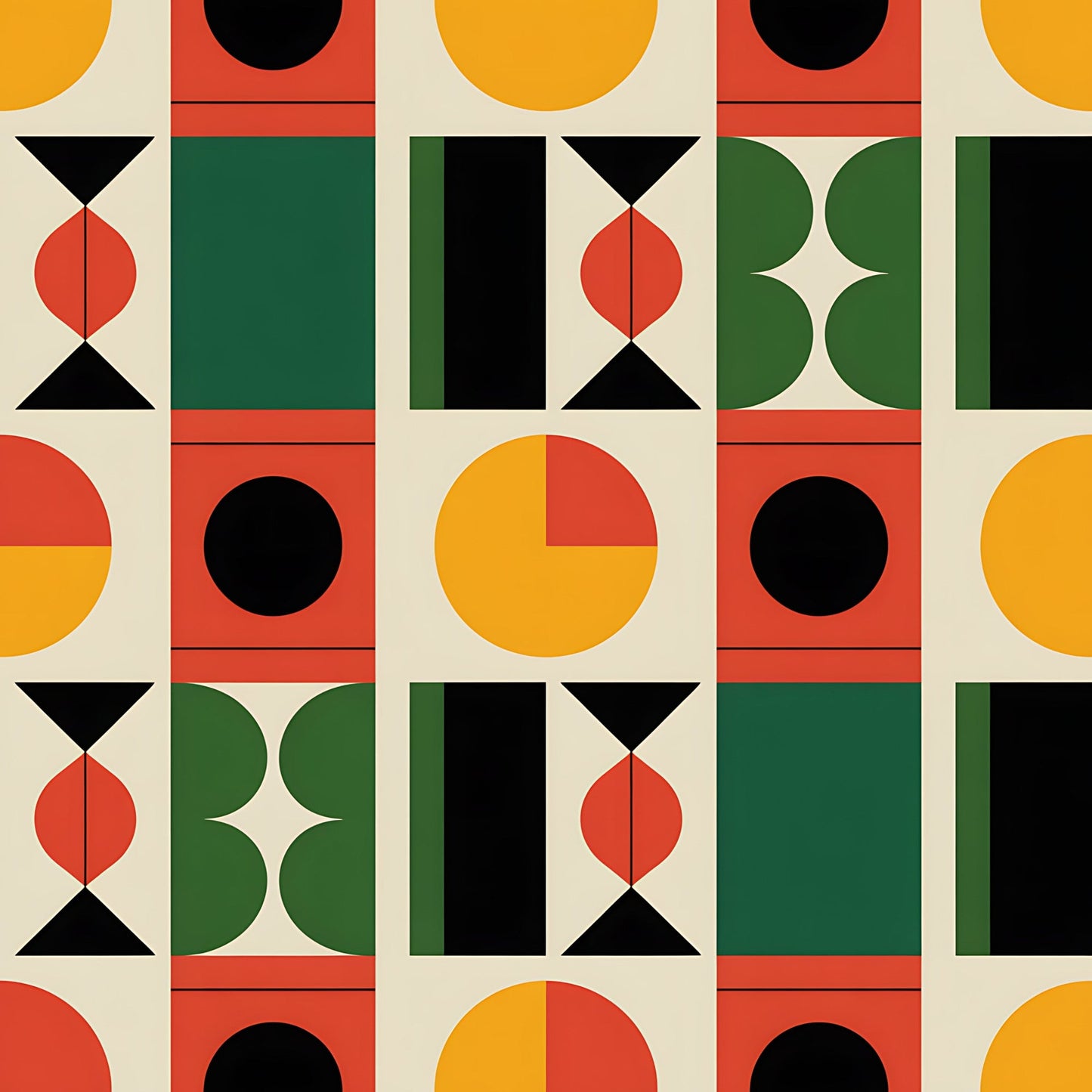Black History Month Bauhaus Pattern 28 Quilting Cotton Fabric