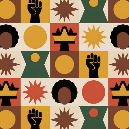 Black History Month Bauhaus Pattern 3 Quilting Cotton Fabric