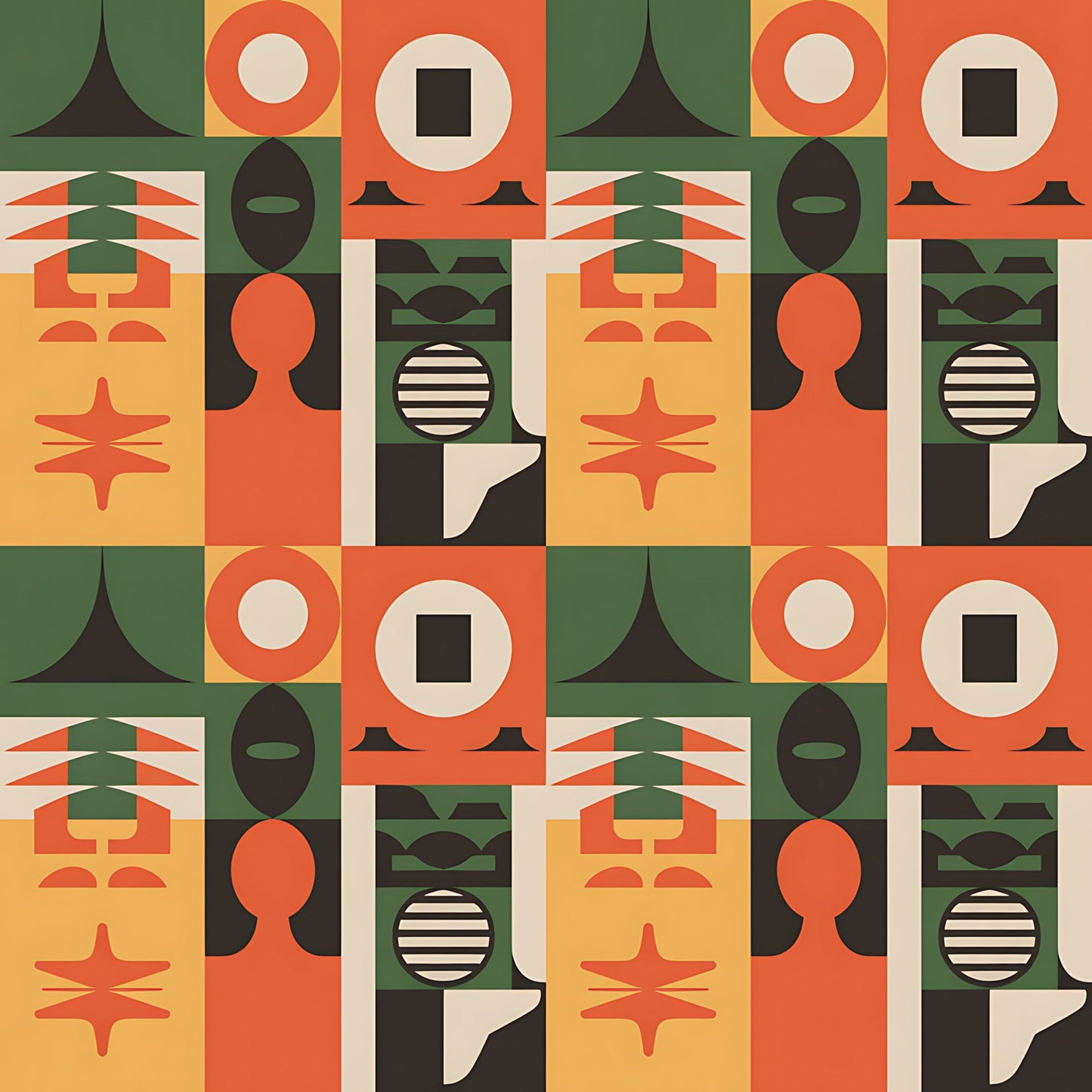 Black History Month Bauhaus Pattern 30 Quilting Cotton Fabric