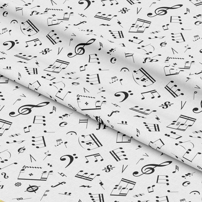 Black and White Music Notes Quilting Cotton Fabric