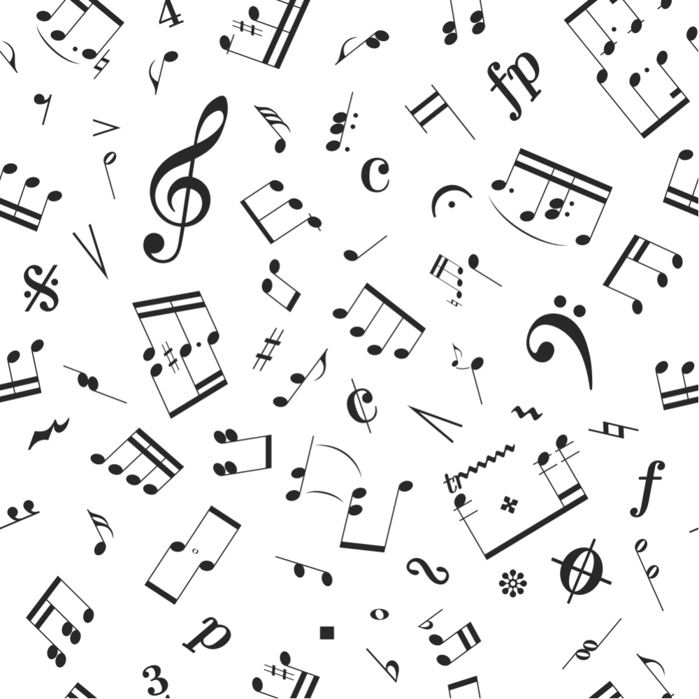Black and White Music Notes Minky Fabric