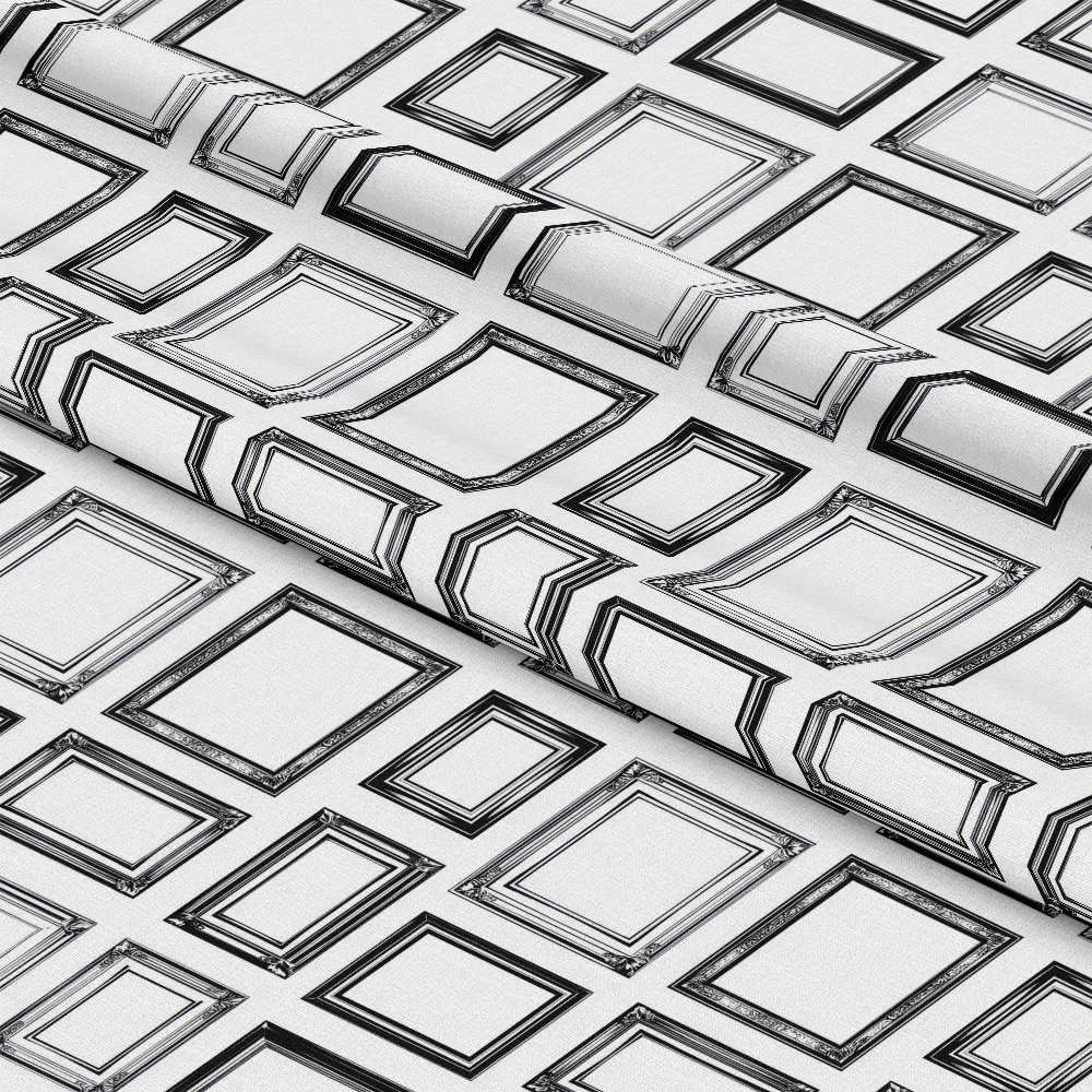 Black and White Picture Frames Pattern Quilting Cotton Fabric