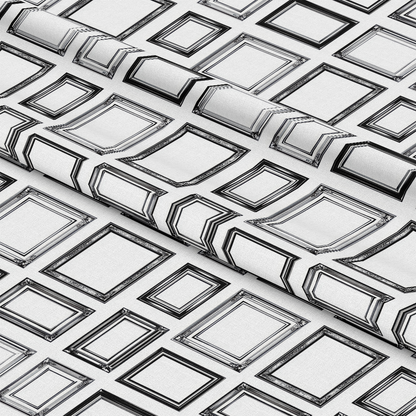 Black and White Picture Frames Pattern Quilting Cotton Fabric