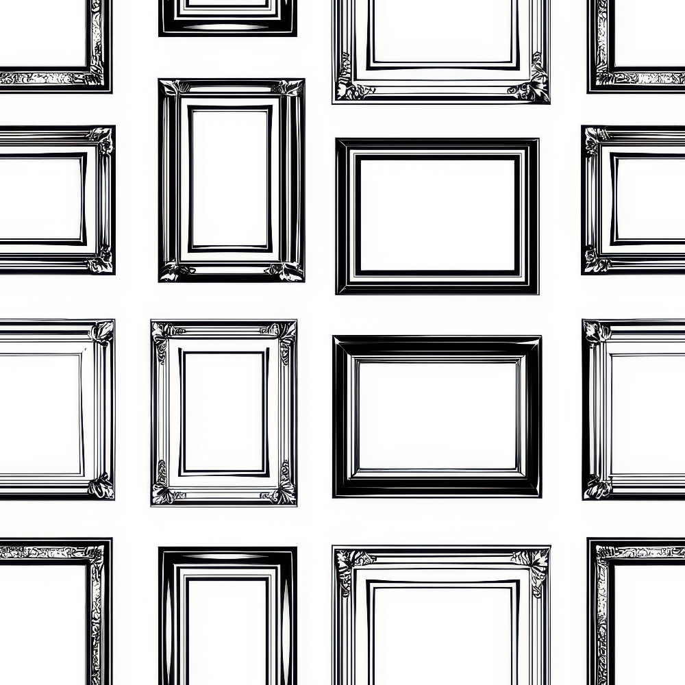 Black and White Picture Frames Pattern Minky Fabric