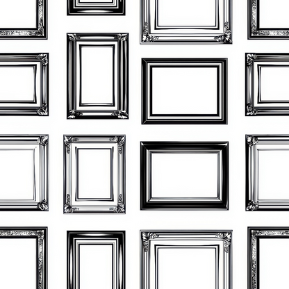 Black and White Picture Frames Pattern Minky Fabric