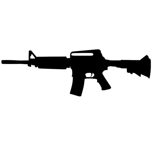 Black and White Rifle Silhouette Fabric Panel featuring a detailed black rifle design printed on premium white quilting cotton.
