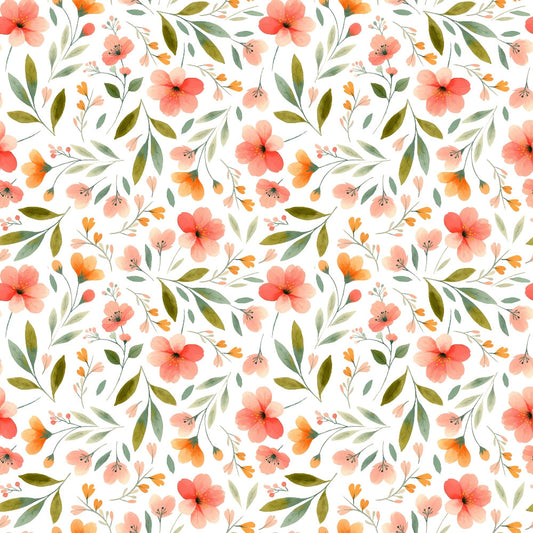 Bloom Time Blooms White Quilting Cotton Fabric