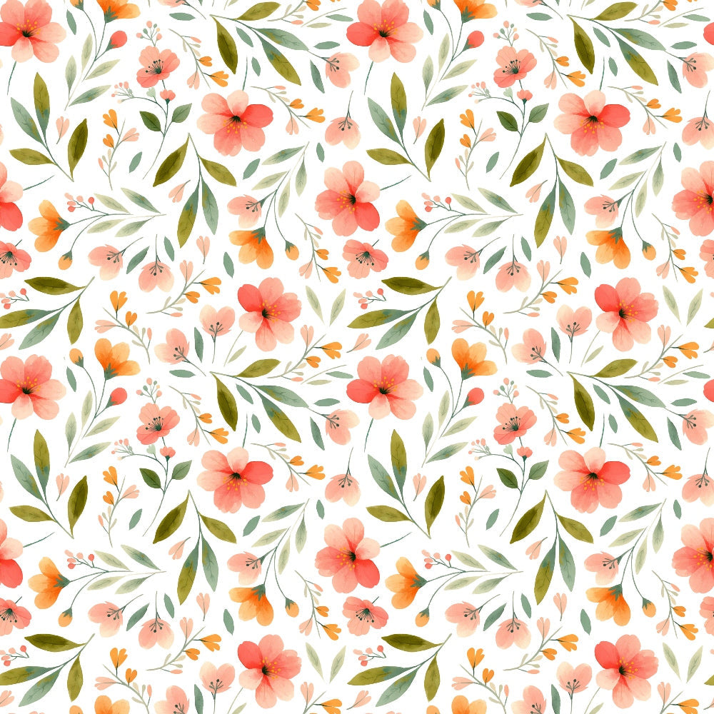 Bloom Time Blooms White Minky Fabric