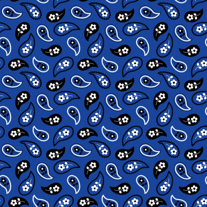 Cobalt Paisley Pattern 11 Minky Fabric