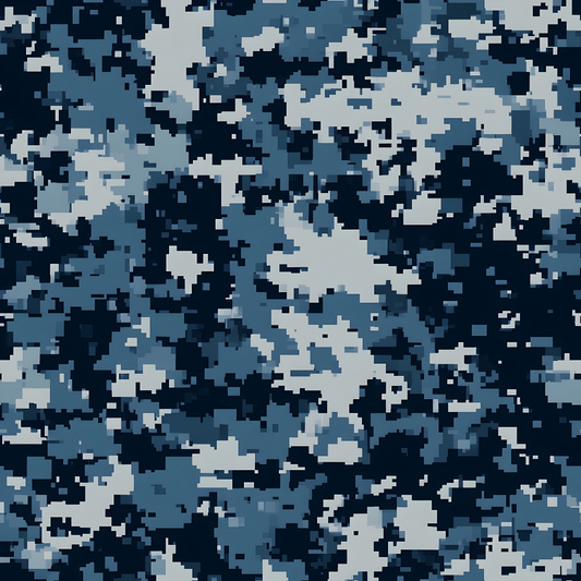 Blue Military Camouflage Pattern 5 Quilting Cotton Fabric