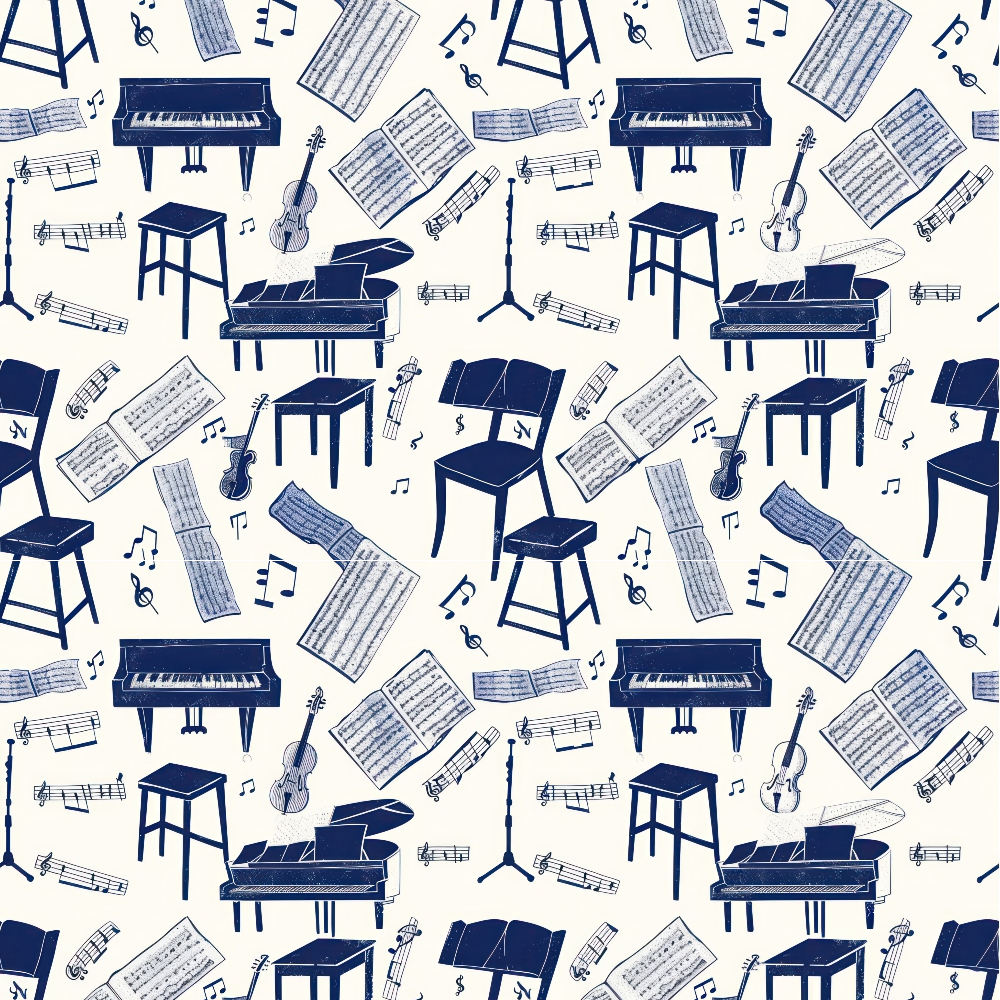 Blue Music Class Minky Fabric